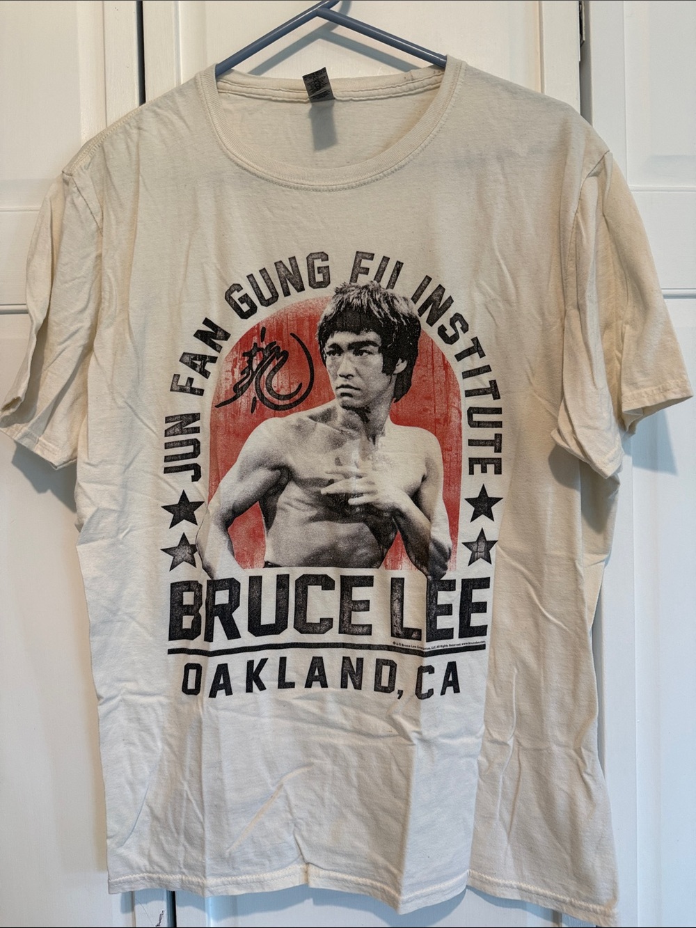 Gildan Bruce Lee Jun Fan Gung Fu Institute Graphic Tee - Cream/Red/Black
